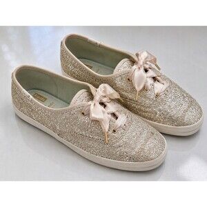 Kate Spade Keds Glitter Sneakers Champagne Lace Up Shoes Women’s 9 US